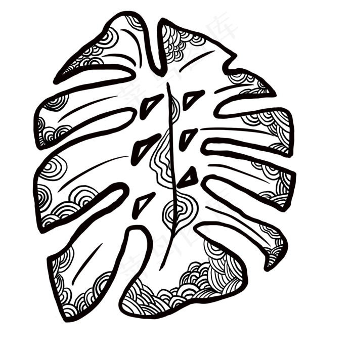 一片叶子插图免抠装饰
