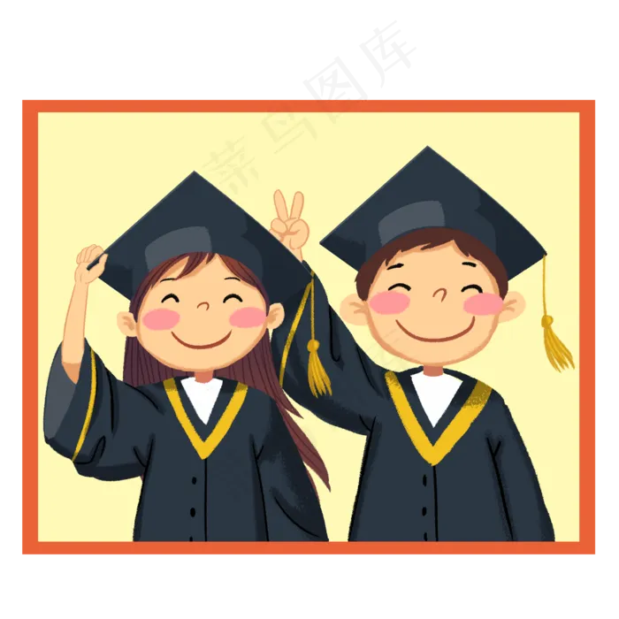 毕业季毕业照插图(2000X2000(DPI:300))psd模版下载
