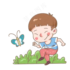 儿童节玩耍的小男孩手绘