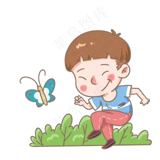 儿童节玩耍的小男孩手绘