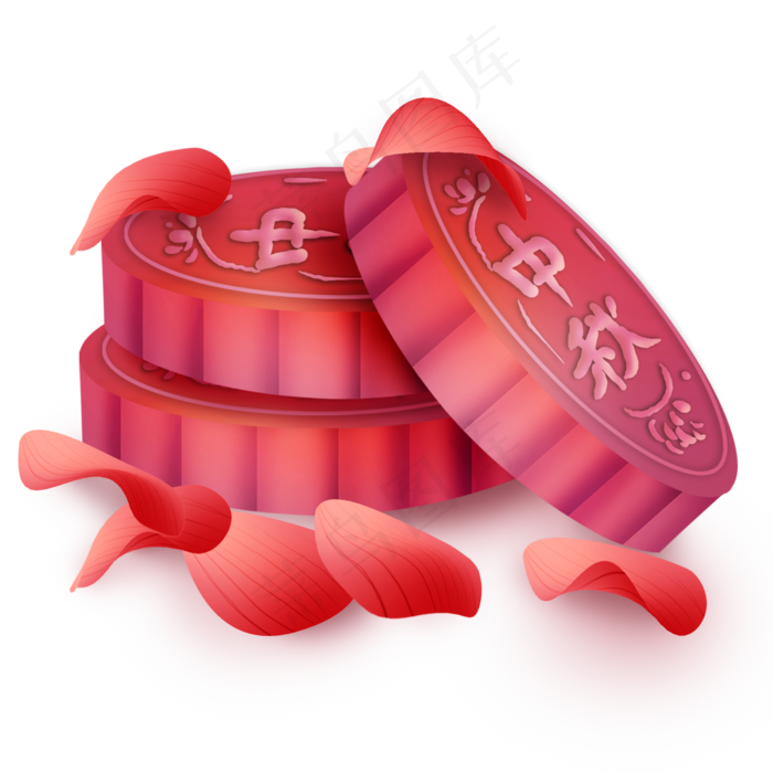 中秋节月饼和玫瑰花瓣