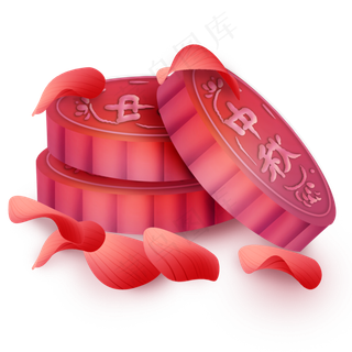 中秋节月饼和玫瑰花瓣