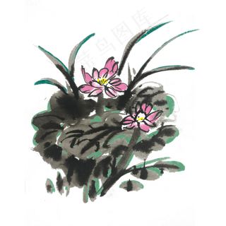 中国风夏荷手绘装饰