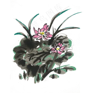 中国风夏荷手绘装饰