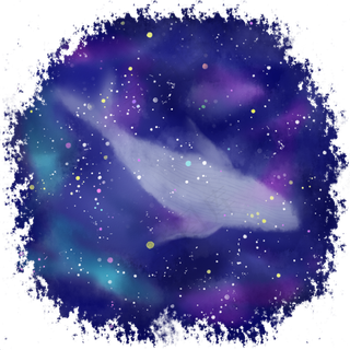 蓝色系梦幻风水彩鲸鱼星空