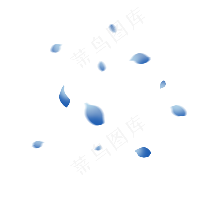 蓝色飞舞玫瑰花瓣PNG,免抠元素