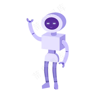 卡通扁平白色机器人元素,免抠元素