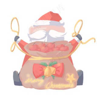 圣诞节圣诞老人拆平安果简约人物,免抠元素