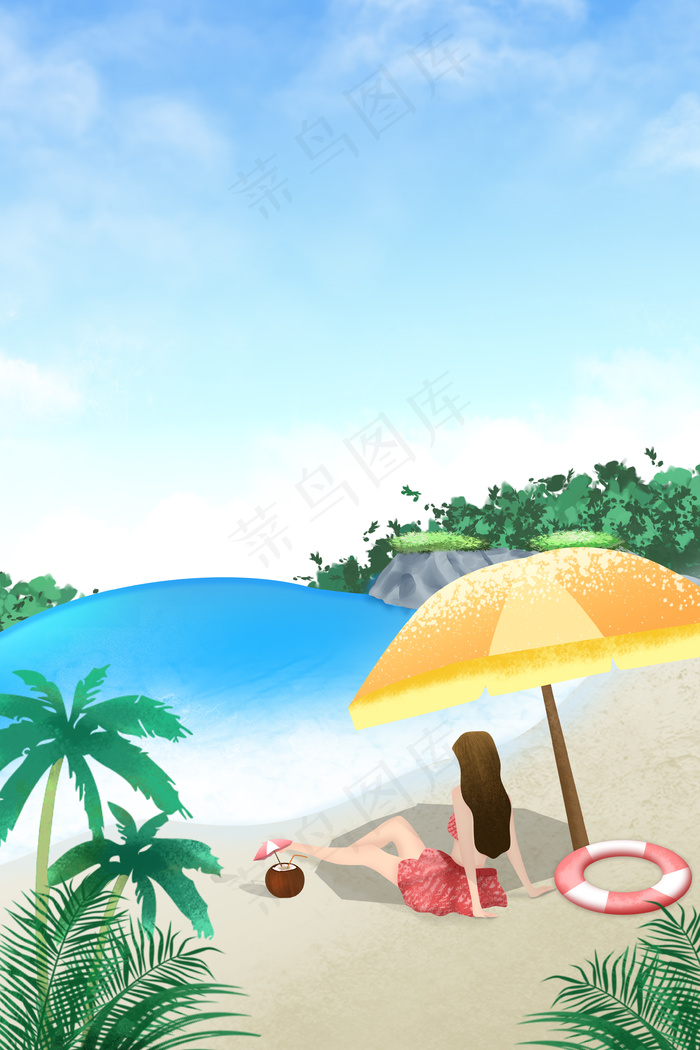 立夏海边沙滩泳衣度假竖图(3545*5315px 300 dpi )psd模版下载