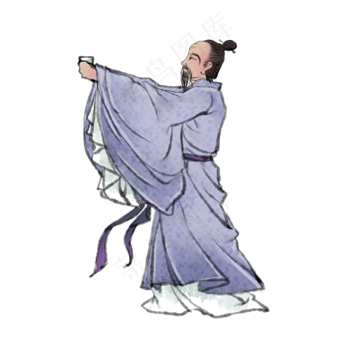 古风人物文人雅士行酒,免抠元素(2000X2000(DPI:300))psd模版下载