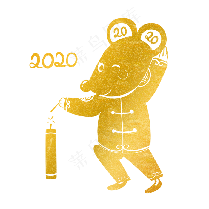 鼠年烫金老鼠,免抠元素