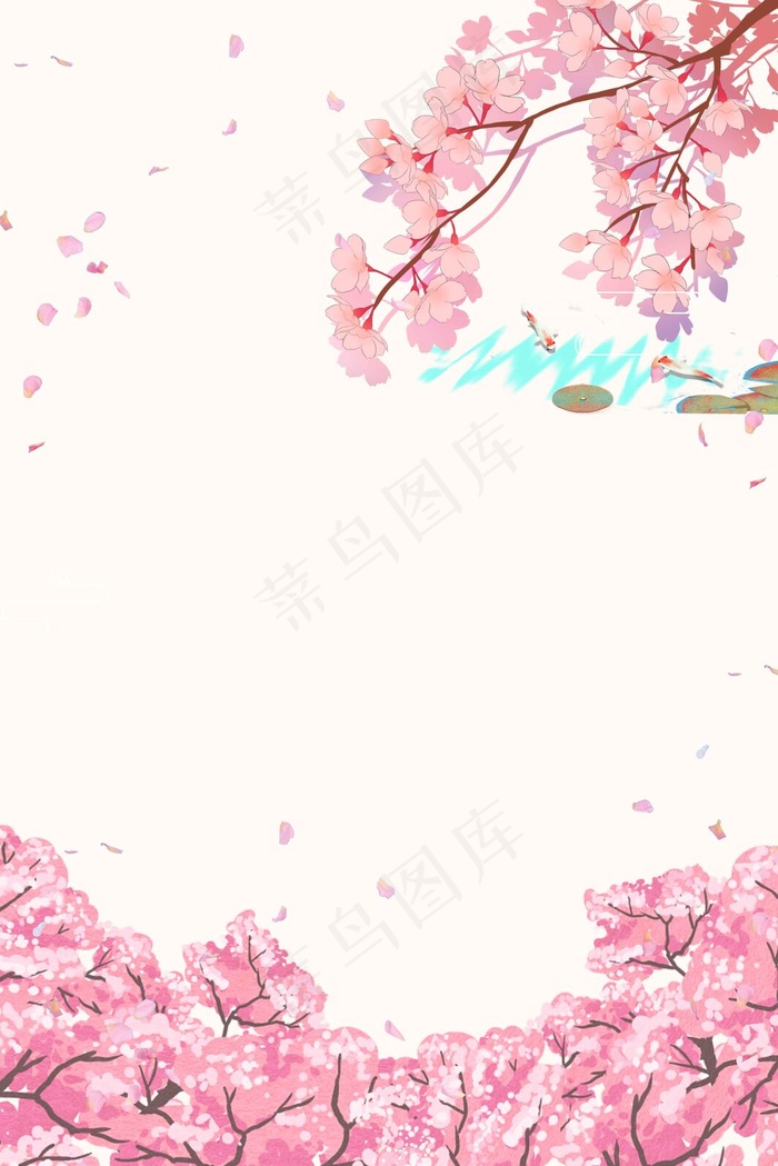 粉色唯美古风春季上新桃花踏青背景