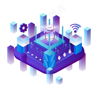 商用矢量2.5D风格人工智能素材,免抠元素