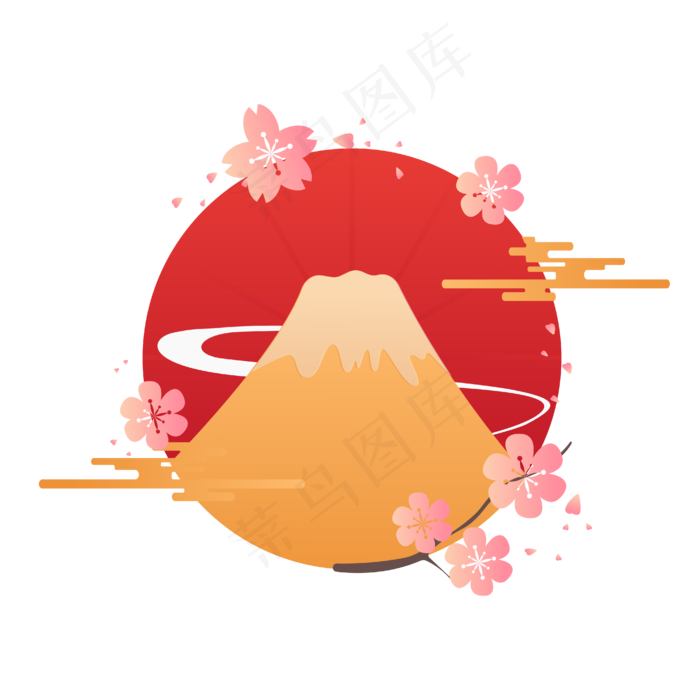 矢量手绘免扣日本樱花,免抠元素