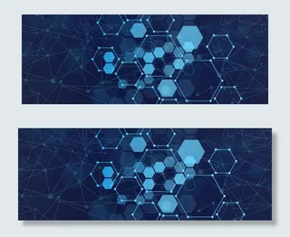 蓝色创意线条电子banner