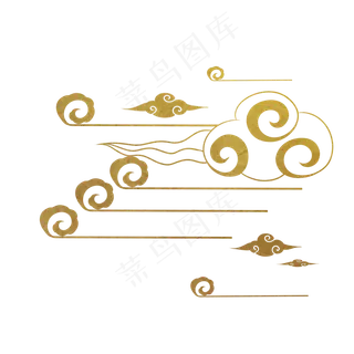 祥云系列古典中国风金黄色,免抠元素