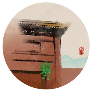 二十四节气端午习俗挂艾草PNG