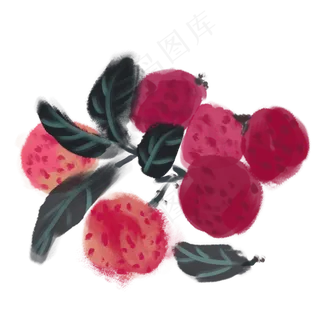 手绘水墨荔枝装饰图