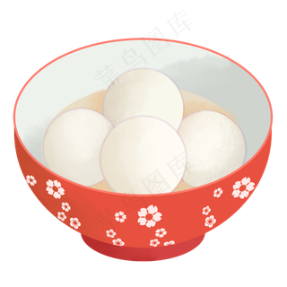 卡通手绘元宵节插画汤圆,免抠元素