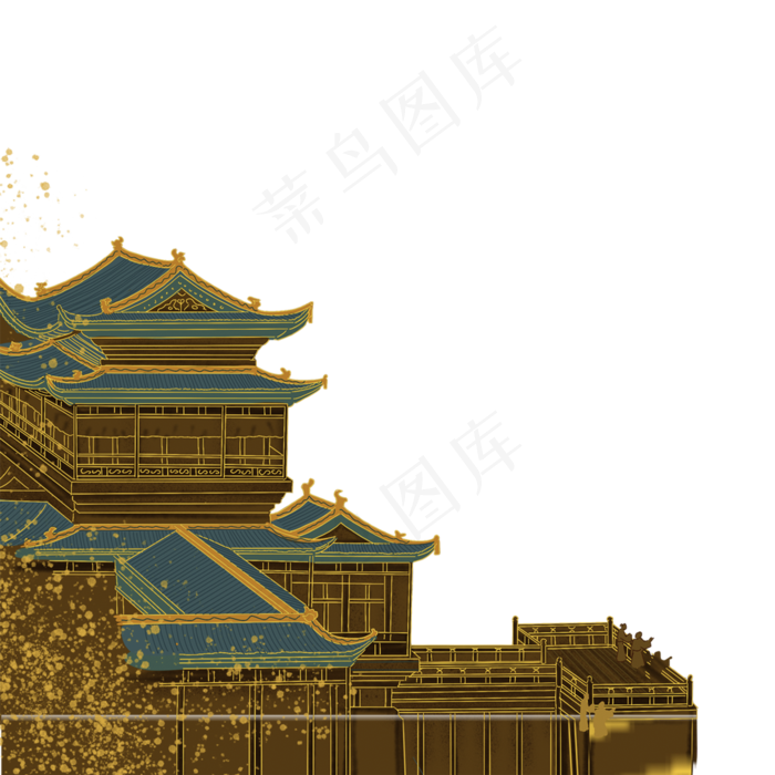 国潮中国风建筑宫殿,免抠元素(2000*2000px 300 dpi )