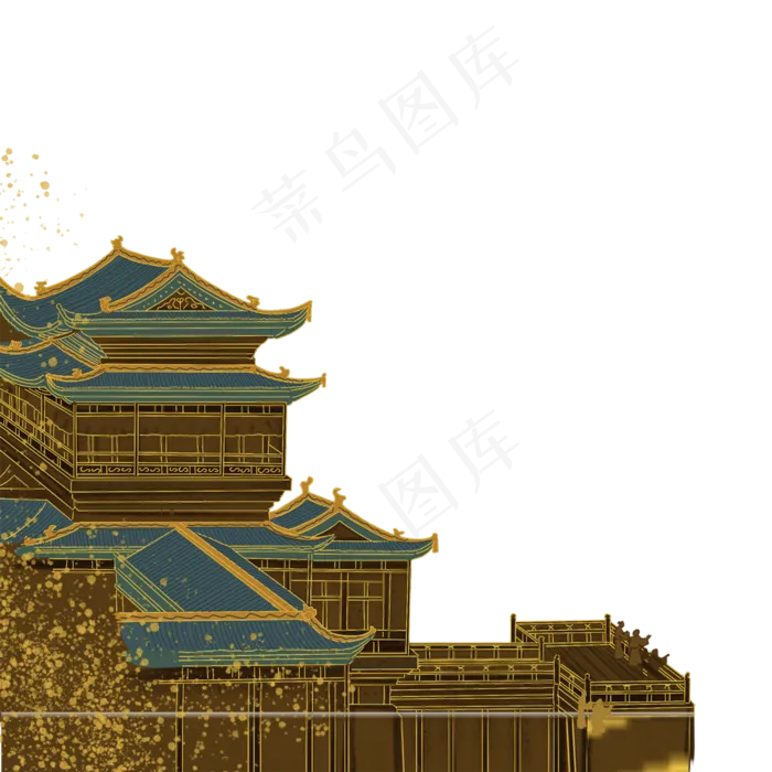 国潮中国风建筑宫殿,免抠元素(2000*2000px 300 dpi )