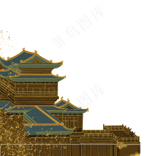 国潮中国风建筑宫殿,免抠元素