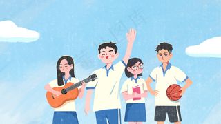 蓝色扁平风青年节校园回忆