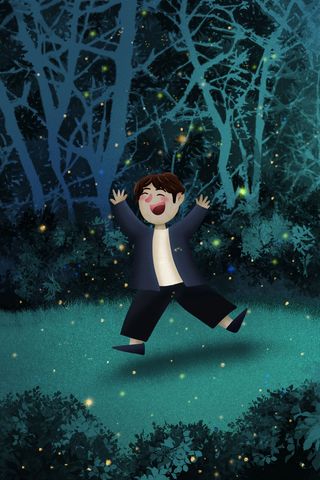 夏天夜晚的萤火虫