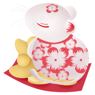 2020年生肖鼠和金元宝,免抠元素