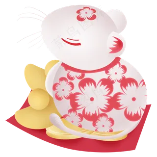 2020年生肖鼠和金元宝,免抠元素