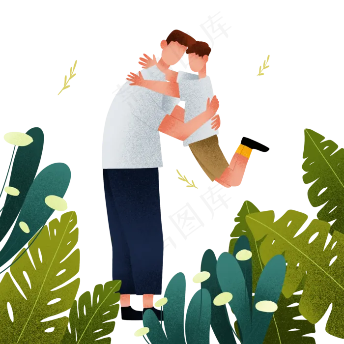 扁平肌理风父亲节拥抱父子(2000X2000(DPI:300))psd模版下载