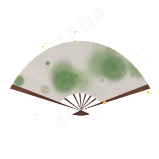 立春淡彩中国风水墨荷叶扇面
