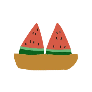 卡通手绘西瓜免扣元素
