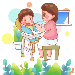 给宝宝喂饭的母亲