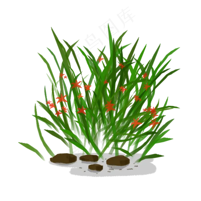 水墨小草植物简图(2500*2500px 72 dpi )psd模版下载