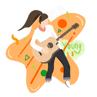 青年节弹吉他女孩