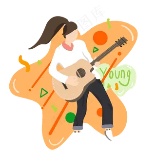 青年节弹吉他女孩