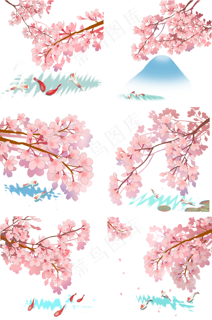 日本樱花节春季樱花观赏锦鲤唯美(2000*3020px)psd模版下载