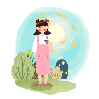 大暑女孩喝一杯冰镇饮料最解暑