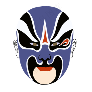 深蓝色中国风脸谱