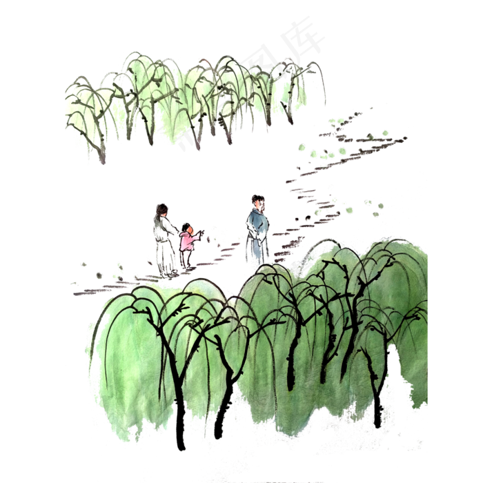 春天节气一家三口踏青清明PNG清明,免抠元素(4000X4000(DPI:300))psd模版下载