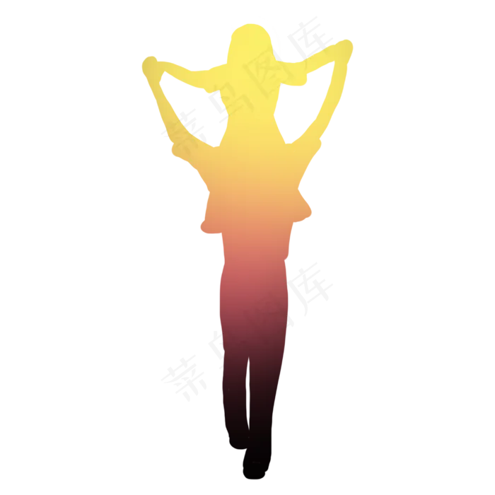 卡通彩色剪影父亲背着女儿(3000X3000(DPI:300))psd模版下载