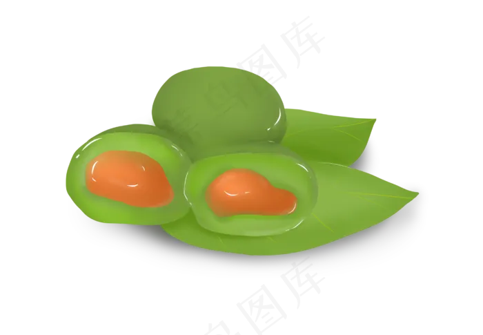 绿色青团食物插图(2888X2000(DPI:350))psd模版下载