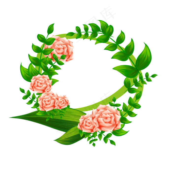 粉色玫瑰花朵花环