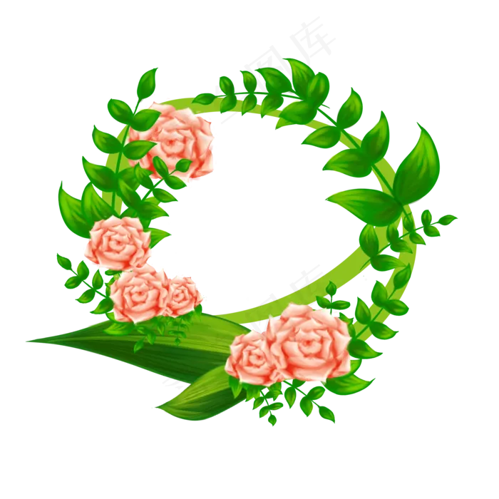 粉色玫瑰花朵花环(2000X2000(DPI:300))psd模版下载