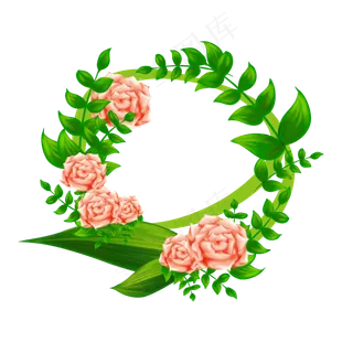 粉色玫瑰花朵花环