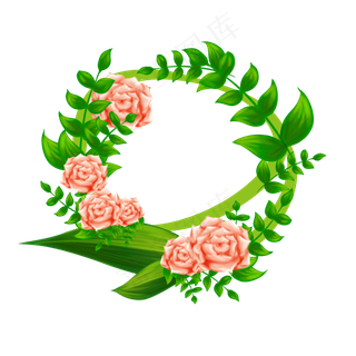 粉色玫瑰花朵花环