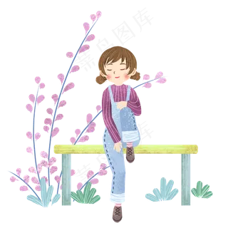 立夏坐在凳子上女孩