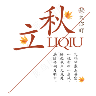 立秋二十四节气传统秋天落叶菜鸟图库原创