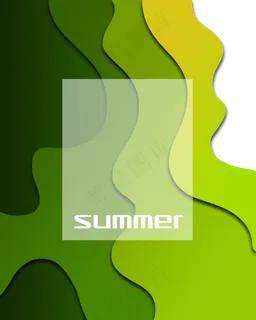 绿色系渐变立体剪纸夏日边框 绿色系渐变立体剪纸夏日边框